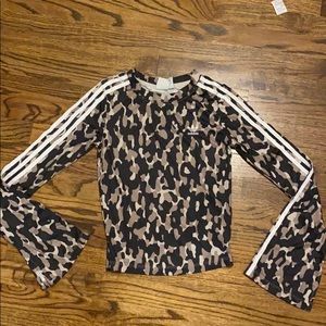 Adidas crop Leoflage Animal print long bell Sleeve